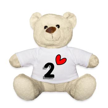 2 JAHRE. 2. JAHRESTAG. GEBURTSTAG 2 JAHRE. HERZ - Teddy - Weiß - Vorne