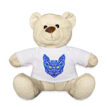 Chat Bleu Polygonal - Nounours - blanc - Devant