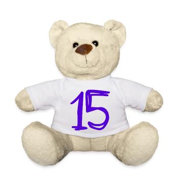 15 JAHRE. 15-jähriges Jubiläum. GEBURTSTAG 15 JAHRE. 15 - Teddy - Weiß - Vorne