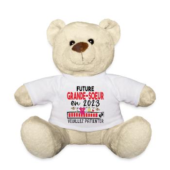 2023 Grande Sœur Sœurs Bébé Naissance Famille - Nounours - blanc - Devant