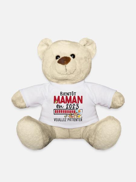 Maman 2023 Mère Bébé Naissance Cadeau Grossesse - Nounours - blanc