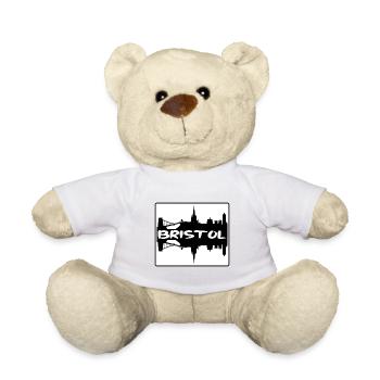 Bristol England Skyline Silhouette Travel Souvenir - Teddy Bear - white - Front