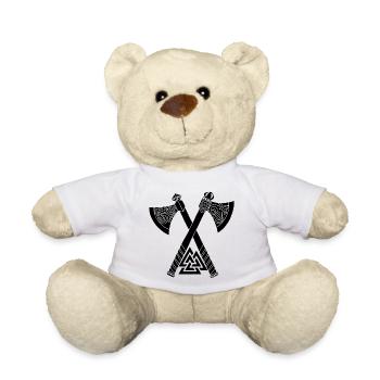 Haches et symbole viking noir - Nounours - blanc - Devant