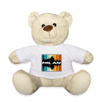 Milan Italy Skyline Silhouette Travel Souvenir - Teddy Bear - white - Front