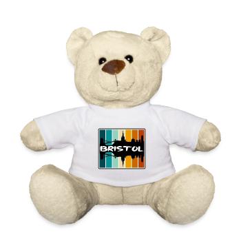 Bristol England Skyline Silhouette Travel Souvenir - Teddy Bear - white - Front