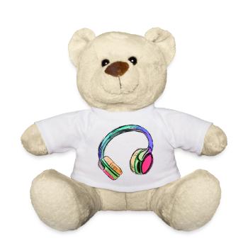 Kopfhörer - bunte Kunst - farbenfroh - Teddy - Weiß - Vorne