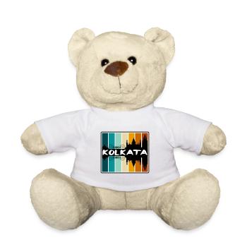 Kolkata India Skyline Silhouette Travel Souvenir - Teddy Bear - white - Front