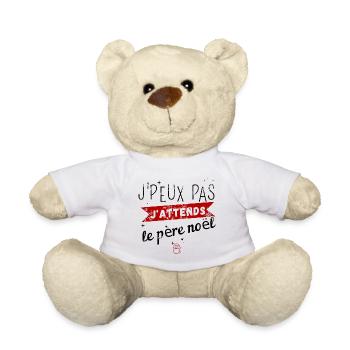 J Peux Pas J attends le père noel - Nounours - blanc - Devant