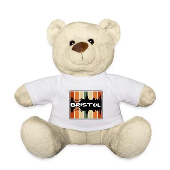 Bristol England Skyline Silhouette Travel Souvenir - Teddy Bear - white - Front