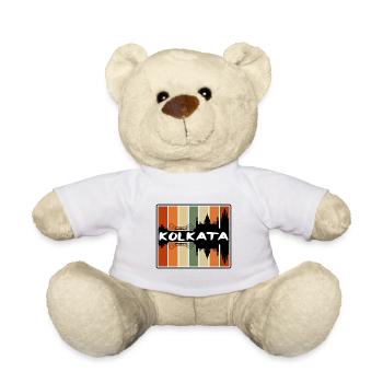 Kolkata India Skyline Silhouette Travel Souvenir - Teddy Bear - white - Front