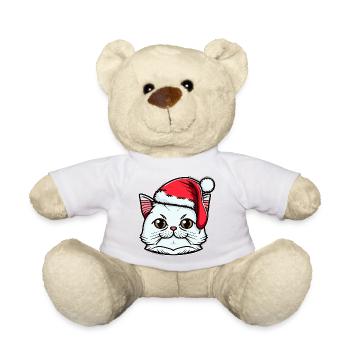 Cute Xmas cat drawing, an excellent Santa present - Teddy Bear - white - Front