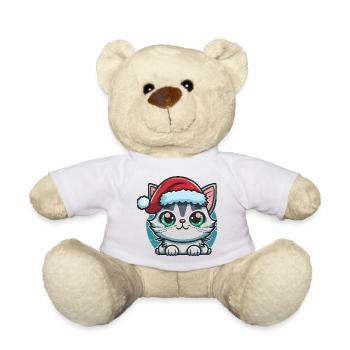Jolie illustration numérique de chat de l’Avent pour tous les chatons - Nounours - blanc - Devant