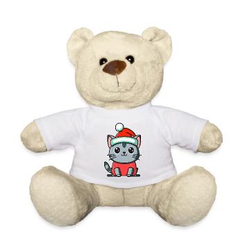 chat portant un chapeau de Noël - Nounours - blanc - Devant