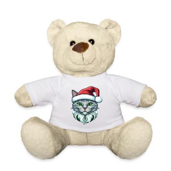 Magnifique chaton portant un chapeau de Père Noël - Nounours - blanc - Devant