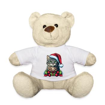 Belle illustration de chat de l’Avent, le meilleur Père Noël - Nounours - blanc - Devant