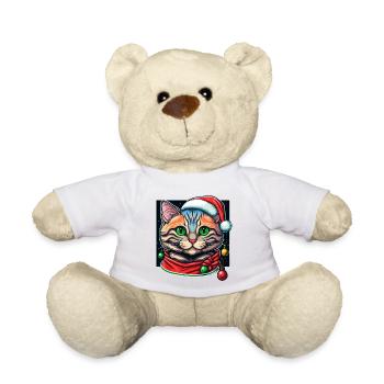 Lovely Xmas cat drawing, the perfect Santa gift - Teddy Bear - white - Front