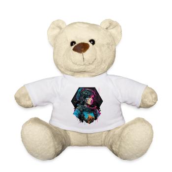 Atemberaubende digitale Illustration eines atemberaubenden Mädchens - Teddy - Weiß - Vorne