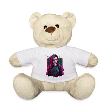 Trendige Zeichnung eines futuristischen Mädchens - Teddy - Weiß - Vorne