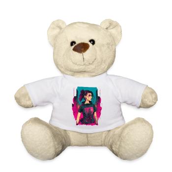 Cool Drawing Of A Beautiful Cyber Girl - Teddy Bear - white - Front