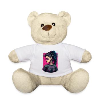 Atemberaubende Zeichnung einer furchtlosen Cyber-Dame - Teddy - Weiß - Vorne