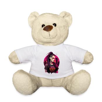 Erstaunliche digitale Illustration einer Punk-Dame - Teddy - Weiß - Vorne