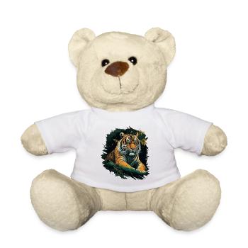 Tigre assis dans la jungle - Nounours - blanc - Devant