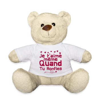 je t'aime même quand tu ronfles - Nounours - blanc - Devant