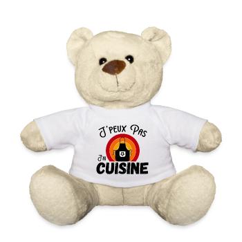 J'peux pas j'ai cuisine humour - Retro Vintage - Nounours - blanc - Devant