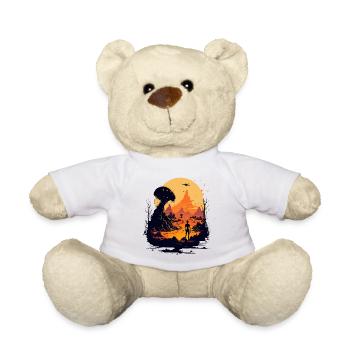 world ufo day cartoon - Teddy Bear - white - Front