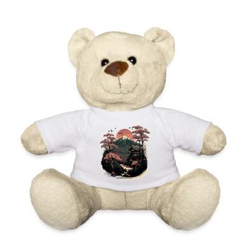 Japanische Holzschnittlandschaft - Teddy - Weiß - Vorne