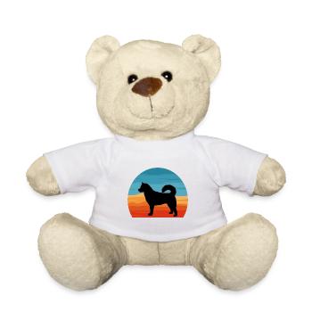Ostsibirische Laika Hund Silhouette Retro Sonnenuntergang - Teddy - Weiß - Vorne