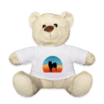 Husky Dog Silhouette Vintage Sunset pour les amoureux des chiens - Nounours - blanc - Devant