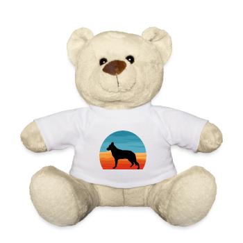 Silhouette de chien de berger d’Europe de l’Est Rétro Coucher de soleil - Nounours - blanc - Devant