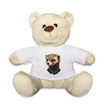 Mädchen, das Frettchen liebt - Teddy - Weiß - Vorne