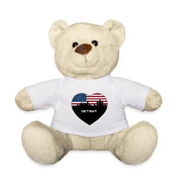 Detroit Michigan USA Flagge Skyline Reise Souvenir - Teddy - Weiß - Vorne