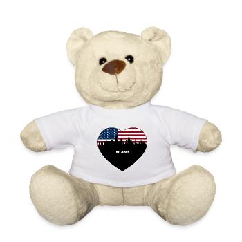 Miami Florida USA Flagge Skyline Reise Souvenir - Teddy - Weiß - Vorne