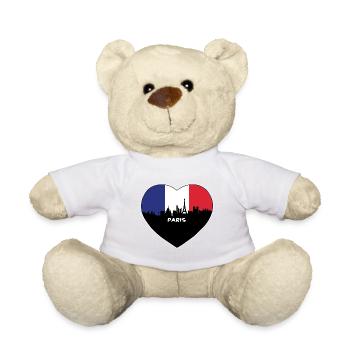 Paris France Flag Skyline Travel Souvenir - Teddy Bear - white - Front