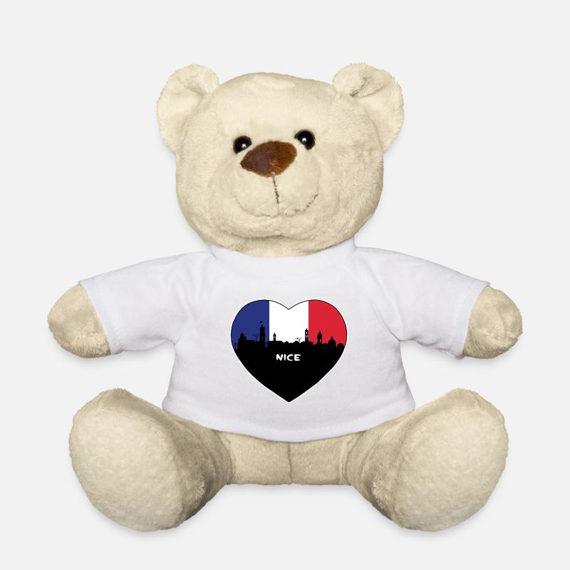 Nizza Frankreich Flagge Skyline Reise Souvenir - Teddy - Weiß