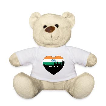 Kolkata India Flag Skyline Travel Souvenir - Teddy Bear - white - Front