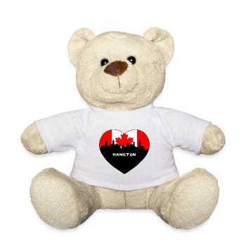 Hamilton Canada Flag Skyline Travel Souvenir - Teddy Bear - white - Front