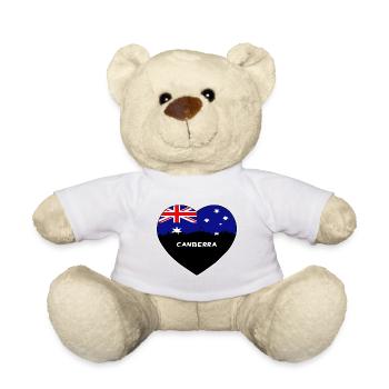 Canberra Australia Flag Skyline Travel Souvenir - Teddy Bear - white - Front