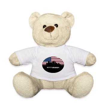 Pittsburgh Pennsylvania USA Flag Skyline Travel So - Teddy Bear - white - Front