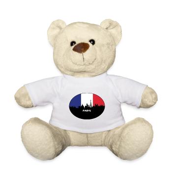 Paris France Flag Skyline Travel Souvenir - Teddy Bear - white - Front