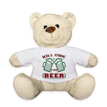 Will Code For Beer - Teddy Bear - white - Front