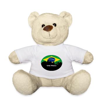 Sao Paulo Brasilien Flagge Skyline Silhouette Reisen - Teddy - Weiß - Vorne