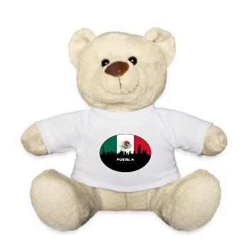 Puebla Mexiko Flagge Skyline Silhouette Reisen - Teddy - Weiß - Vorne