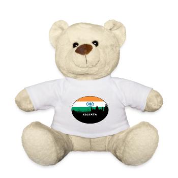 Kolkata India Flag Skyline Silhouette Travel - Teddy Bear - white - Front