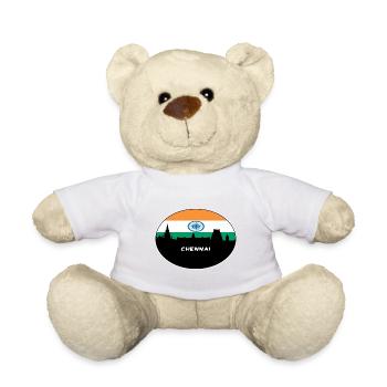 Chennai Inde Drapeau Skyline Voyage Silhouette - Nounours - blanc - Devant