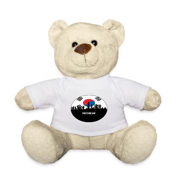 Incheon Corée du Sud Drapeau Skyline Silhouette Travel - Nounours - blanc - Devant