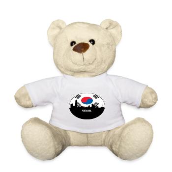 Seoul South Korea Flag Skyline Silhouette Travel - Teddy Bear - white - Front